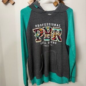 MV Sport Gray and Teal Professional Bull Riders Hoodie